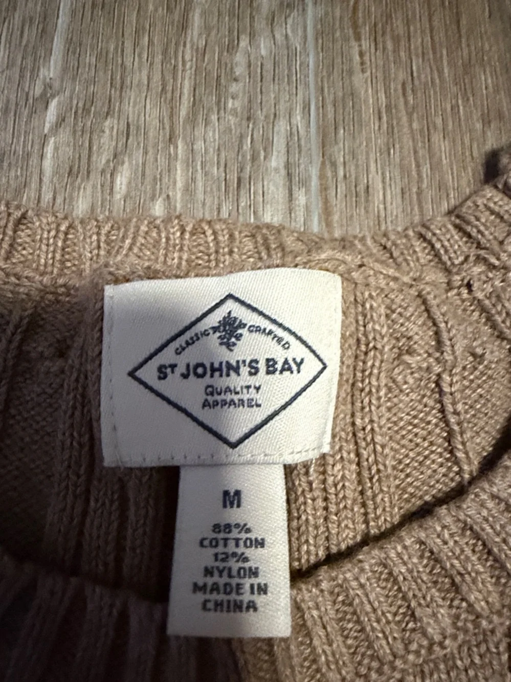 St. John's Bay Taupe Cable Knit Crewneck Sweater
